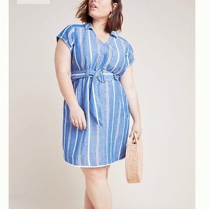 Blue Striped Linen Blend Dress from Anthropologie